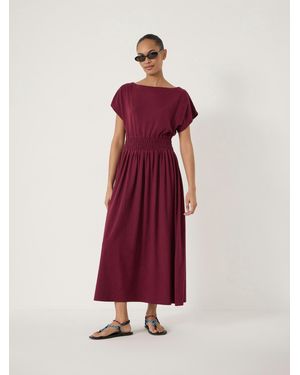 Hush Fiya Smocked Waist Cotton Jersey Dress - Red