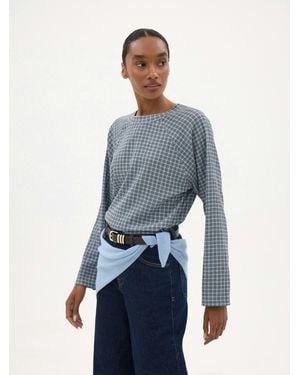 Hush Matilda Check Raglan Top - Blue
