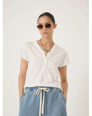 Hush Roe Cotton Slub Henley T-Shirt - White