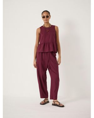 Hush Tovi Linen Blend Barrel Leg Trousers - Red