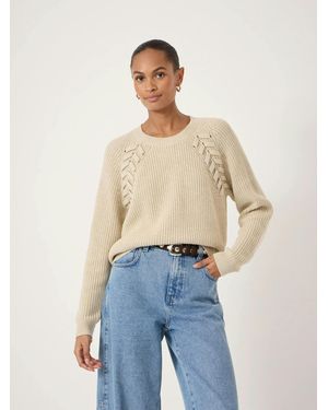 Hush Mel Wool Blend Plait Trim Jumper - Blue