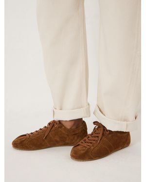 Hush Florae Suede Slimline Trainer - Brown