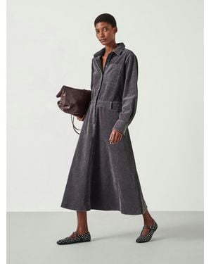 Hush Bella Corduroy Long Sleeve Maxi Dress - Grey