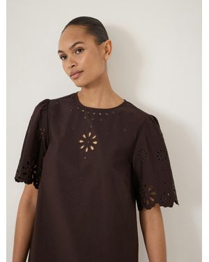 Hush Enna Broderie Mini Dress - Brown