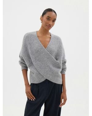 Hush Betty Fluffy Cross Front Jumper - Grey