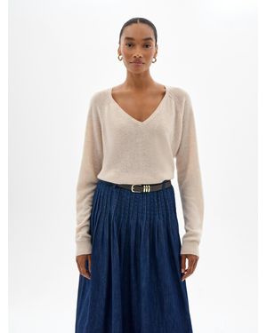 Hush Constance Cashmere V Neck Jumper - Natural