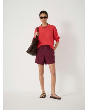 Hush Luce Linen Pull On Shorts - Red