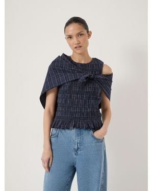 Hush Oversized Triangle Checked Scarf - Blue