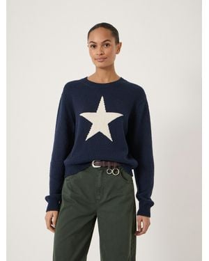 Hush Hallie Crew Neck Star Graphic Jumper - Blue