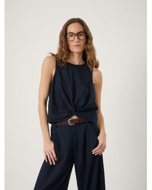 Hush Maggie Twist Front Linen Top - Blue