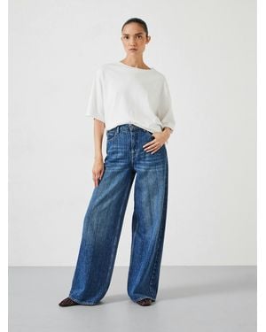Hush Stripe Wide Leg Jean - Blue