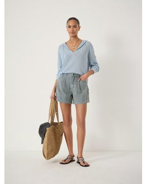 Hush Larissa Mid-Rise Stripe Denim Shorts - Blue