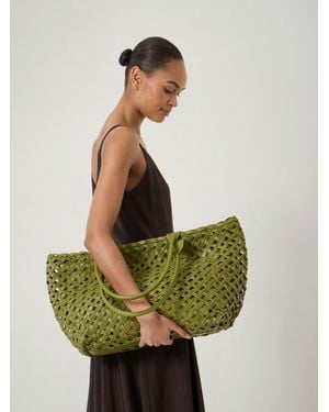 Hush Leni Leather Weave Tote Bag - Green