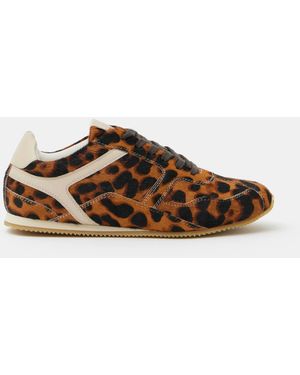 Hush Hair On Leather Trainers - Brown