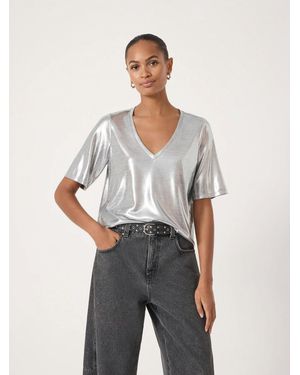 Hush Reece V-Neck Metallic T-Shirt - Grey