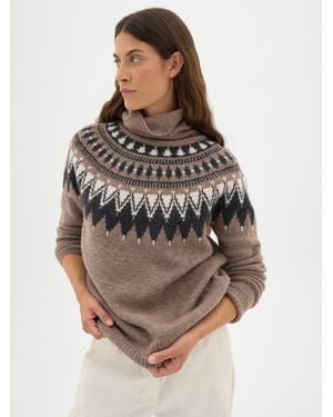 Hush Meryl Fairisle Roll Neck Jumper - Grey
