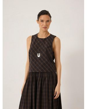Hush Vera Cotton Check Shell Top - Black
