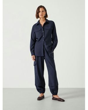 Hush Ava Wool Cargo Trousers - Blue
