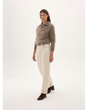 Hush Seraphine Brushed Wool Quarter Zip Jumper - Natural