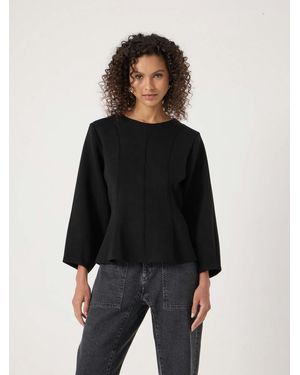 Hush Scuba Peplum Jersey Top - Black