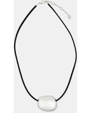 Hush Pebble Pendant Cord Necklace - Metallic