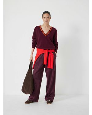 Hush Merino Wool V Neck Jumper - Red