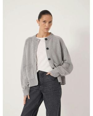 Hush Soph Crew Neck Merino Cardigan - Grey