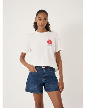 Hush Deucy Strawberry Graphic Cotton T-Shirt - White