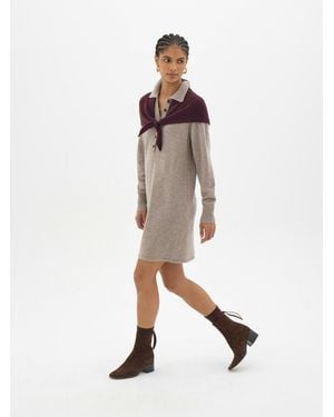 Hush Knitted Polo Neck Mini Dress - Natural