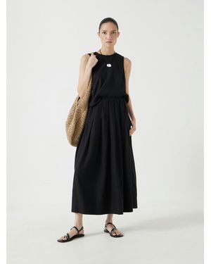 Hush Ivy Pleated Linen Blend Midi Skirt - White
