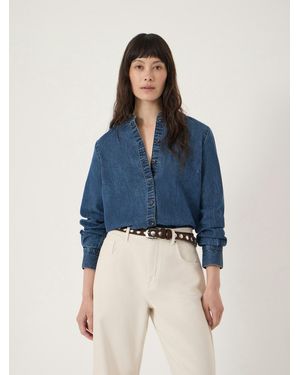 Hush Aella Ruffle Chambray Shirt - Blue