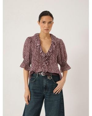 Hush Koa Ruffle Short Sleeve Textured Blouse