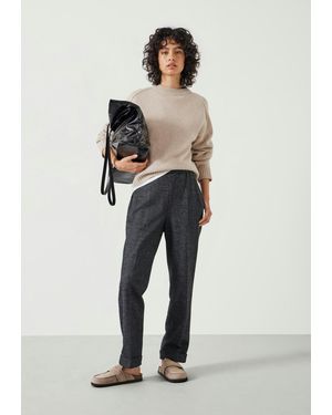 Hush Eliz Slim Wool Blend Check Trousers - Grey