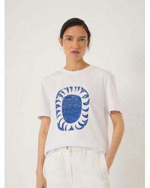 Hush Sun Graphic Cotton T-Shirt - White