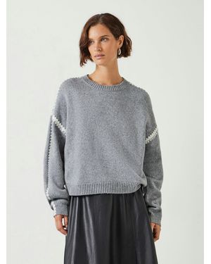 Hush Whitney Wool Blend Stitch Detail Jumper - Grey
