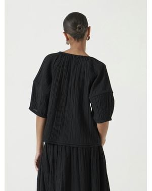 Hush Mae Crinkle Balloon Sleeve Blouse - Black