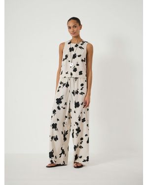 Hush Petunia Linen Blend Wide Leg Trousers - White