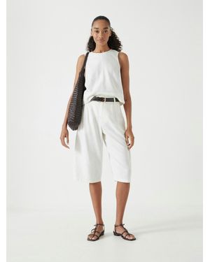 Hush Lya Linen Blend Long Bermuda Shorts - White