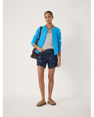 Hush Floral Print Essential Mid-Rise Denim Shorts - Blue