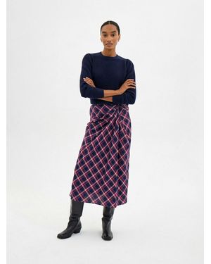 Hush Ardyn Drape Detail Check Midi Skirt - Purple