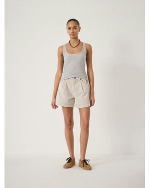 Hush Larissa Mid-Rise Stripe Denim Shorts - Natural