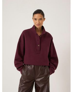 Hush Hendrix Half Placket Cotton Sweatshirt - Red