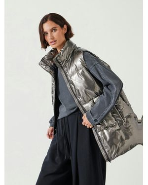 Hush Alice Metallic Oversized Puffer Gilet - Grey