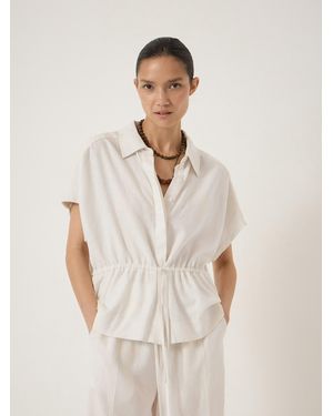 Hush Mirai Linen Blend Short Sleeve Shirt - Natural