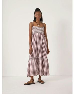 Hush Leni Shirred Gingham Beach Dress - Pink