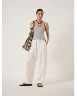 Hush Tovi Linen Blend Barrel Leg Trousers - Natural
