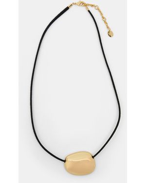 Hush Pebble Pendant Cord Necklace - Metallic
