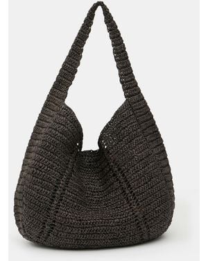 Hush Raffia Oversized Tote Bag - Black
