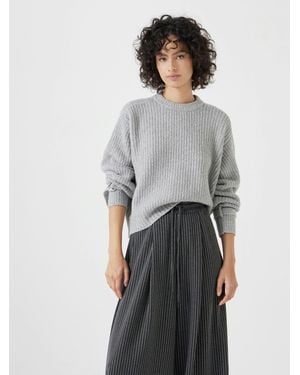 Hush Tie And Buckle Detail Textured Knitted Jumper - Grey