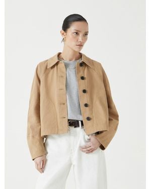 Hush Cotton Barrel Sleeve Cropped Swing Jacket - Natural